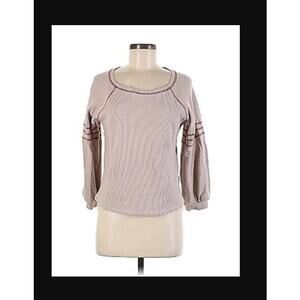 Emelia Size Large Thermal Long Sleeve shirt top Raglan cream Stripe NEW